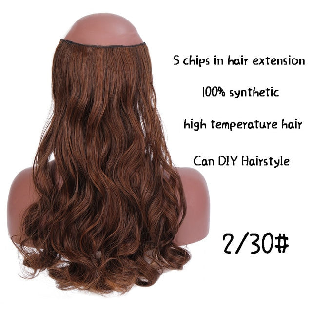 SHANGKE Straight Synthetic 24-Inch Clip in Hair Extensions Heat Resistant Wavy Hairpiece High Temperature Fiber False Hair