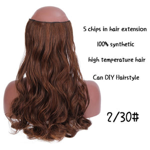 SHANGKE Straight Synthetic 24-Inch Clip in Hair Extensions Heat Resistant Wavy Hairpiece High Temperature Fiber False Hair