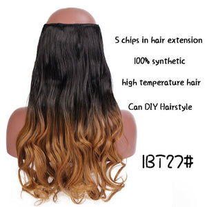 SHANGKE Straight Synthetic 24-Inch Clip in Hair Extensions Heat Resistant Wavy Hairpiece High Temperature Fiber False Hair