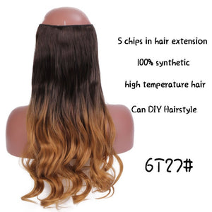 SHANGKE Straight Synthetic 24-Inch Clip in Hair Extensions Heat Resistant Wavy Hairpiece High Temperature Fiber False Hair