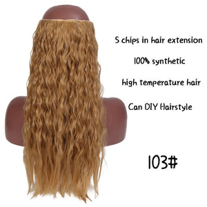 SHANGKE Straight Synthetic 24-Inch Clip in Hair Extensions Heat Resistant Wavy Hairpiece High Temperature Fiber False Hair