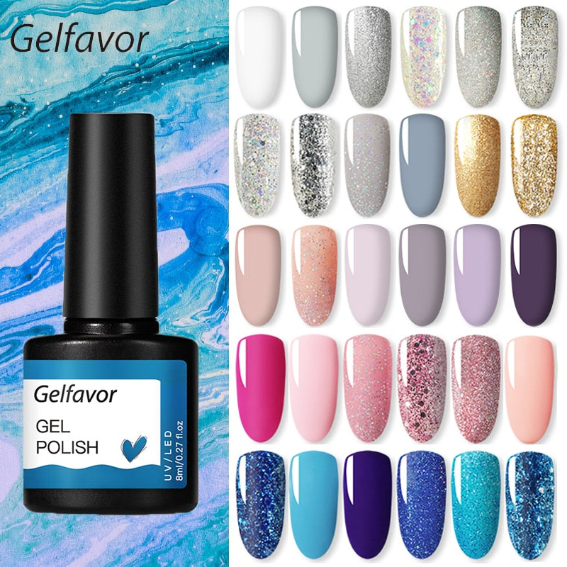 Gelfavor Nail Gel polish 8ml Varnish Hybrid Manicure Set For Nail Art Semi Platinum Painting UV LED Lamp Nails Gel polish