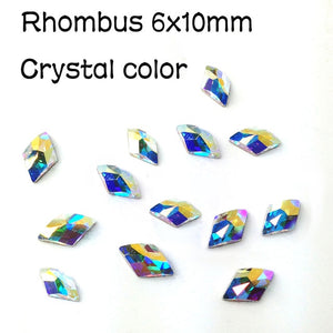 New sale Strass Korean Fashion 3D Nail Art Rhinestone Rhombus 6X10mm Flatback Pixie Crystal Stones For DIY Nail art Decoration