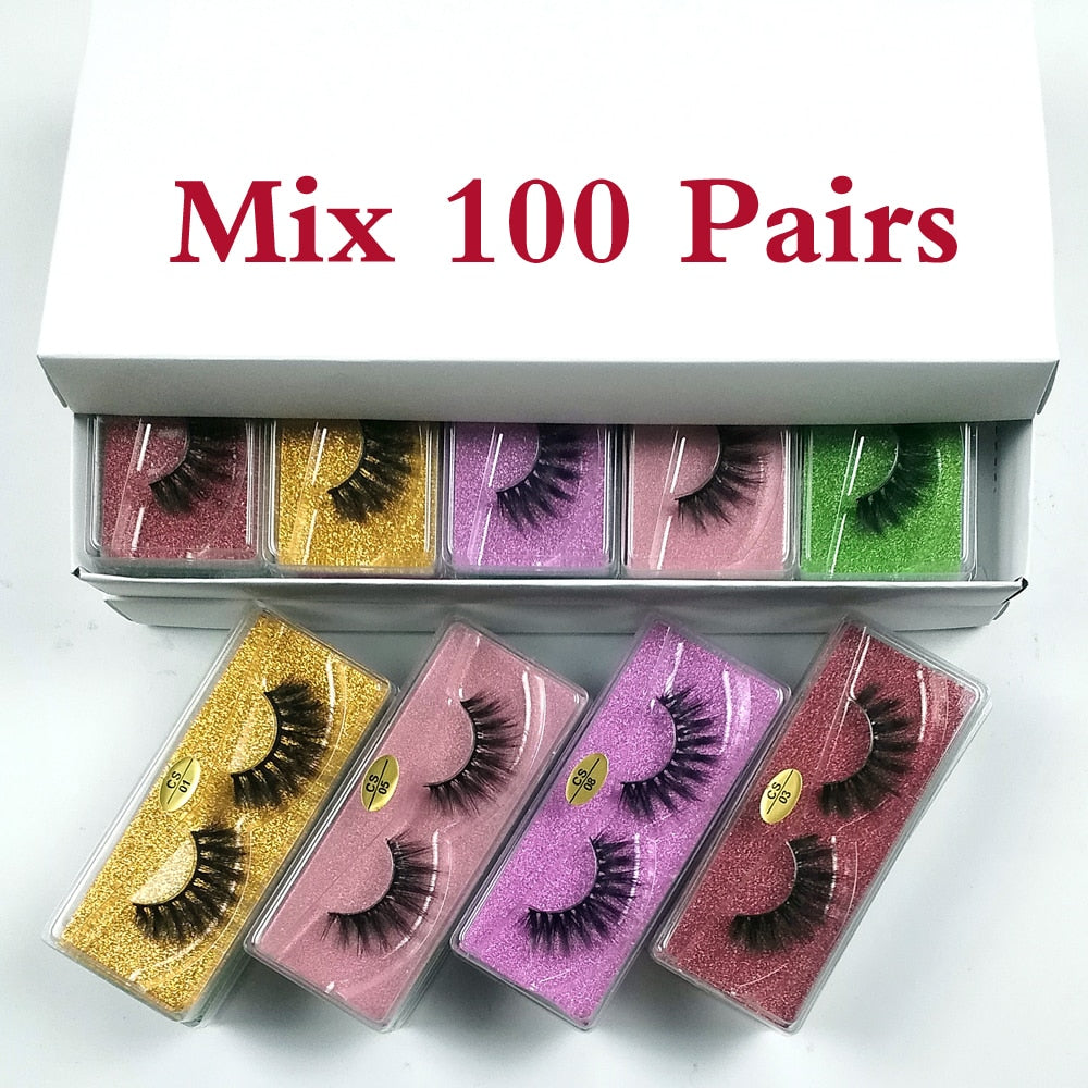 Mink Lashes Wholesale 30/50/100pcs 3d Mink Eyelashes Natural False Eyelashes Pack Makeup faux cils Eyelashes Set In Bulk