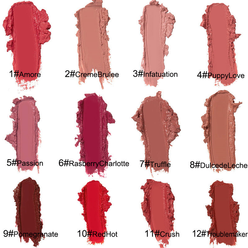 12 Colors Sexy Women Lipstick Waterproof Long Lasting Moist Lip Gloss Vivid Colorful Lipgloss Women Makeup maquiagem