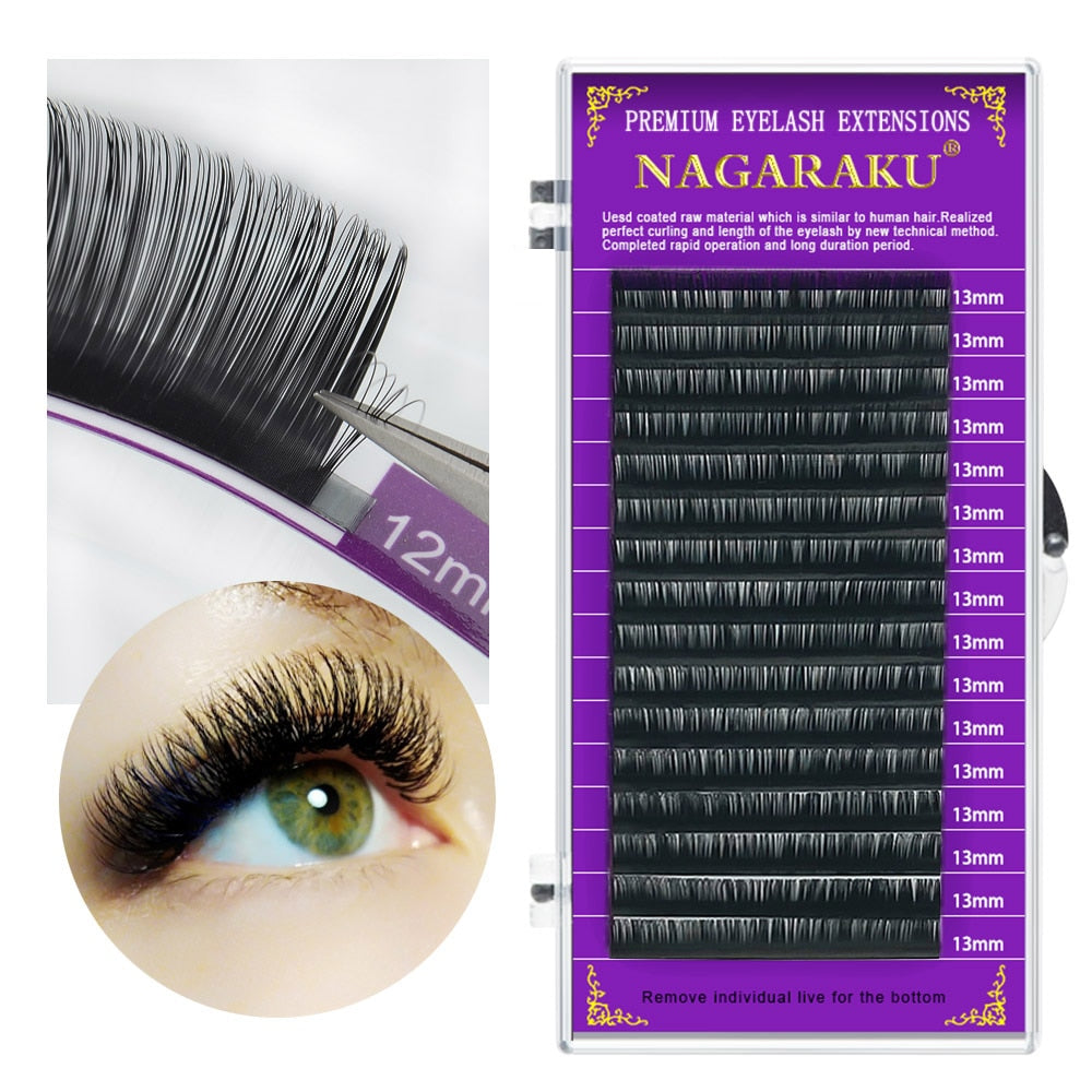 NAGARAKU 1pc all size individual  eyelash extension supplies premium faux mink lash for professional salon use natural