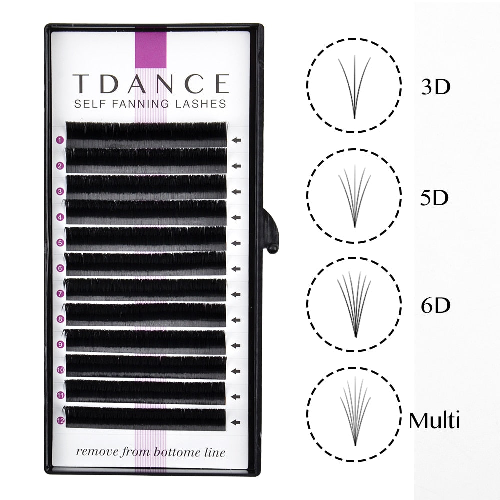 TDANCE Easy Fan Lashes Faux Mink Eyelash Extension Fast Bloom Austomatic Flowering Self-Making Volume Soft Natural Makeup Beauty