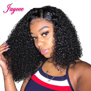 Kinky Curly Human Hair Wigs Curly Lace Closure Wig Short Curly Bob Wig 4x4 Brazilian Remy Human Hair Wig Perruque Cheveux Humain