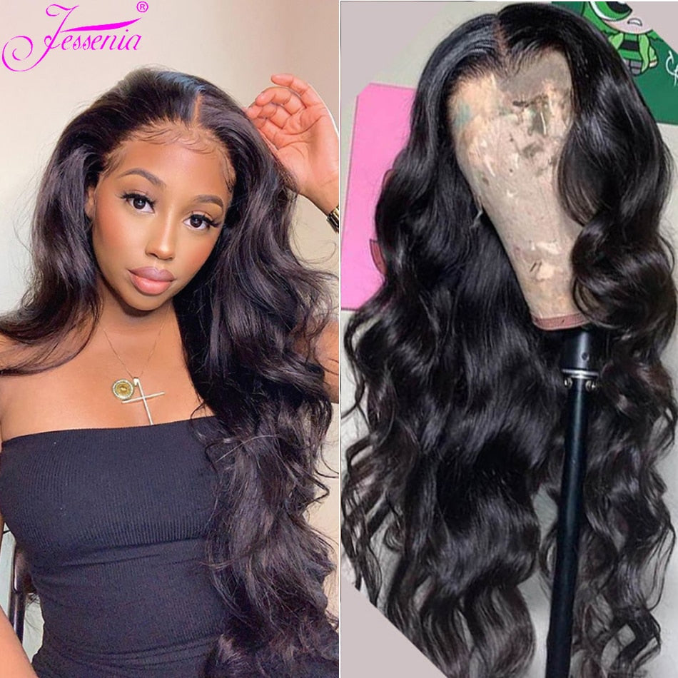 Body Wave 4X4 Lace Closure Wig 100% virgin human hair wigs Pre Plucked Malaysian bresiliens cheveux humain loose deep wave ISEE