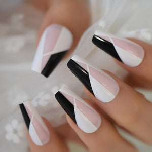 Glossy Ombre French Stilettos Fake Nails Gradient Pink Nude Long Sharp Artificial UV False Salon Party Nail Tips Faux Ongle
