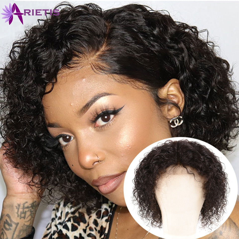 Pixie Cut Curly Bob Wig 13x4x1 Lace Front Human Hair Wigs 4x4 Lace Closure Wig 100% Human Hair Remy Pre plucked With Baby Hair