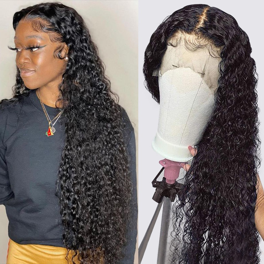 Hd Lace Frontal Curly Human Hair Wig 30 Inch 13x4 Lace Front Human Hair For Black Women Brazilian Short Bob Water Deep Wave Wigs