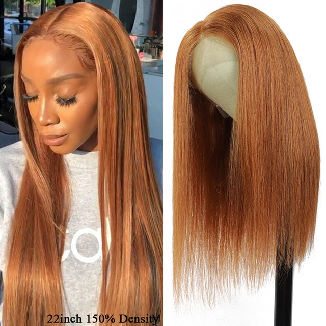 13x4 Lace Front Human Hair Wigs SOKU Brazilian Straight Brown Blonde Red PrePlucked Lace closure Remy Hair Wig For Black Women