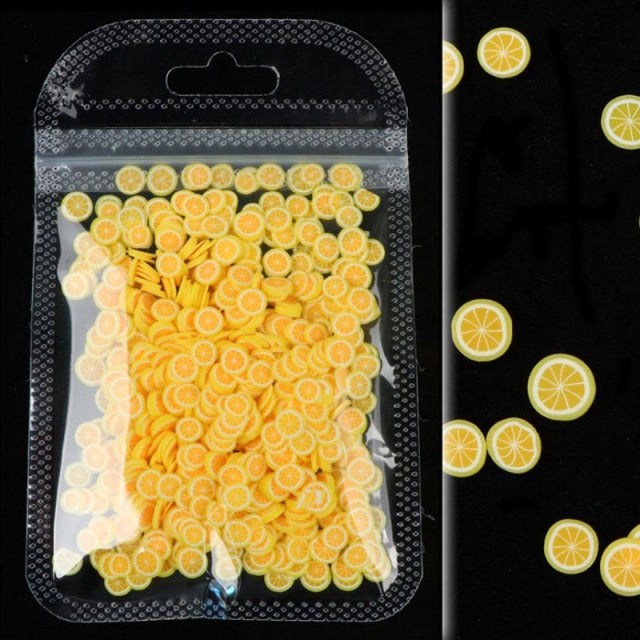 Mixed 3D Fruit Slices Sticker Polymer Clay DIY Designs Slice Lemon Nail Art Sliders Nails Art Decors Women Nail Tips Manicure