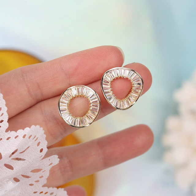 Korean New Design Fashion Jewelry Exquisite Copper Inlay Color Zircon Flower Leaf Garland Women Earrings