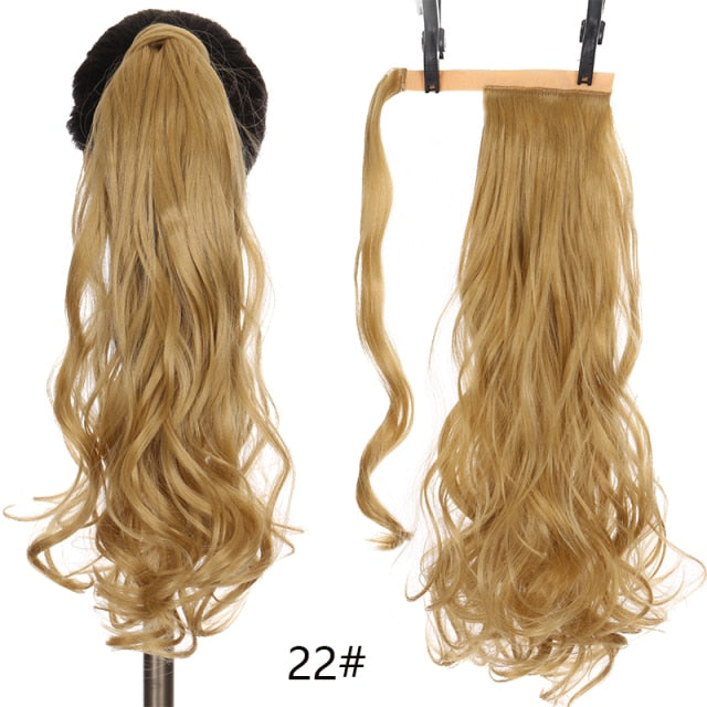 MANWEI women Long straight Real Natural Ponytail Clip in Pony tail Hair Extensions Wrap Around on Synthetic Hair Piece