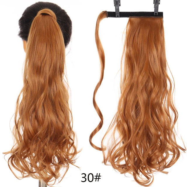 MANWEI women Long straight Real Natural Ponytail Clip in Pony tail Hair Extensions Wrap Around on Synthetic Hair Piece