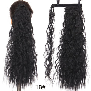 MANWEI women Long straight Real Natural Ponytail Clip in Pony tail Hair Extensions Wrap Around on Synthetic Hair Piece