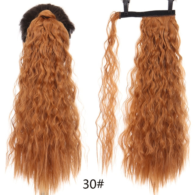 MANWEI women Long straight Real Natural Ponytail Clip in Pony tail Hair Extensions Wrap Around on Synthetic Hair Piece