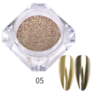 Nail Art Mirror Pigment Powder  Nail Glitters Metallic Color for Nail Art UV Gel Polishing Rose Gold Silver Colors