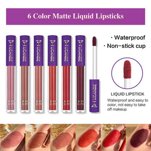 UCANBE Lady's Night Lip Makeup Sets 6pcs Matte Liquid Lipstick + 6pcs Lip Liners Pencil +1PC Primer Waterproof Lip Gloss Kit