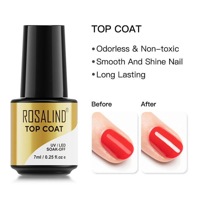 ROSALIND Nail Polish Red Yellow Series Gel Varnishes All For Manicure Nails Art Base Top Coat UV Semi Permanent Nail Gellak