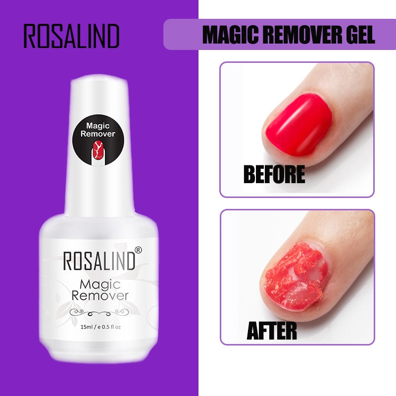 ROSALIND Magic Remover Gel Nail Polish Remover Within 2-3 MINS Peel off  Varnishes Base Top Coat without Soak off water