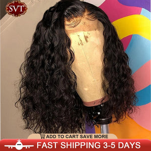 SVT Brazilian Water Wave Short Bob 4x4 Closure Wig Human Hair Lace Wigs Wavy Curly Bob Wigs For Women Pre Plucked Lace Wig