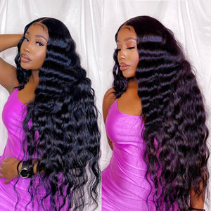 Brazilian Loose Deep Wave Wig 13x6 Lace Front Wig Curly Transparent Lace Frontal Human Hair Wigs 180% Remy 13X4 Loose Wave Wigs