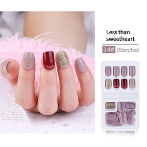 30pcs Detachable Fake Nails Artificial Tips Set Full Cover for Short Decoration Press On Fake Nails Art False Tips With Glue