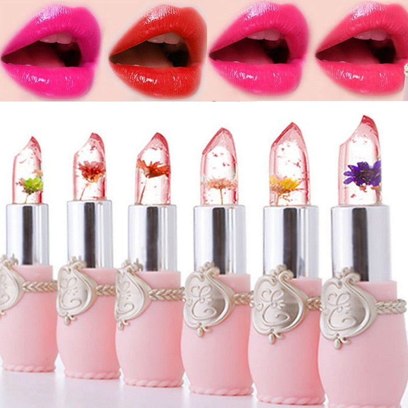 Moisturizer Lip Gloss Transparent Jelly Flower Lipstick Temperature Color Change Waterproof Makeup Lip Balm Cosmetic Makeup Tool
