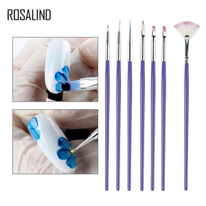 ROSALIND 7PCS Nail Brushes All For Manicure Nail Art Tools Painting Gel Tool Kits Hybrid Varnishes Brushes Set DIY Nail Gel