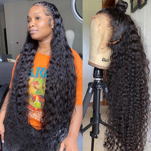 Curly Human Hair Wig 13x4 Water Wave Lace Front Wigs For Black Women Brazilian Short Bob Pre Plucked 28 30 Inch Deep Frontal Wig