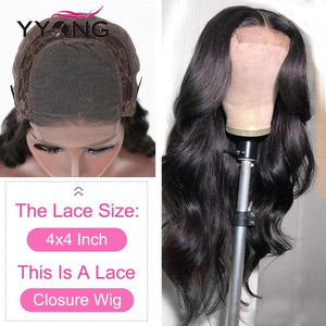 32Inch 4x4 Lace Closure Wigs With Baby Hair 1X6 T Part Transparent Indian Body wave Remy Long Human Hair Lace Wigs 120%
