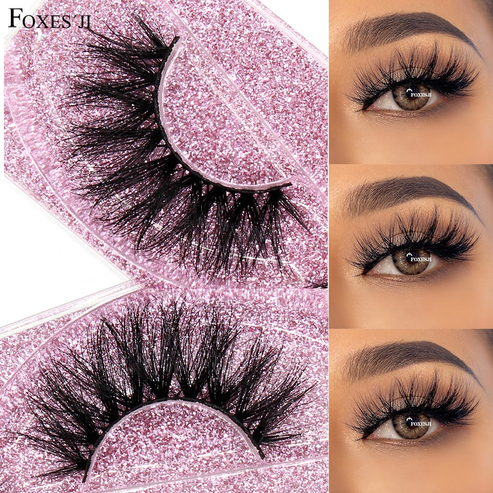 FOXESJI Makeup Mink Lashes Eyelashes 3D Fluffy Natural Soft Volume False Eyelashes Eyelash Extension Cross Mink Lashes Faux Cils