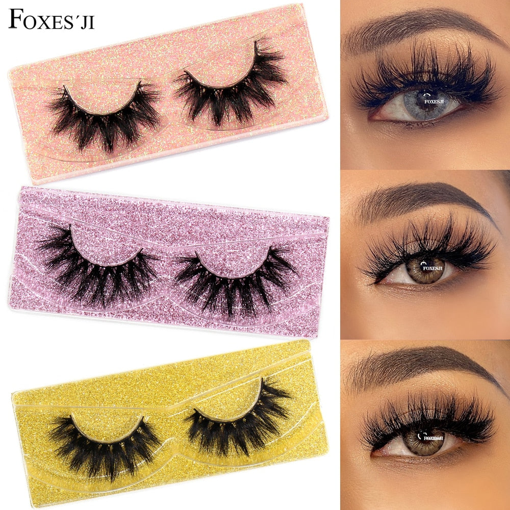 FOXESJI 3D Mink Lashes Makeup False Eyelashes Fluffy Thick Cross Cruelty free Natural Mink Eyelashes Eyelash Extension Lashes