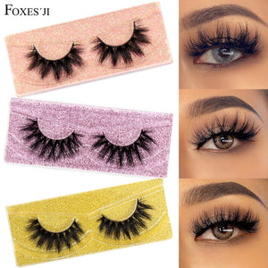 FOXESJI 3D Mink Lashes Makeup False Eyelashes Fluffy Thick Cross Cruelty free Natural Mink Eyelashes Eyelash Extension Lashes