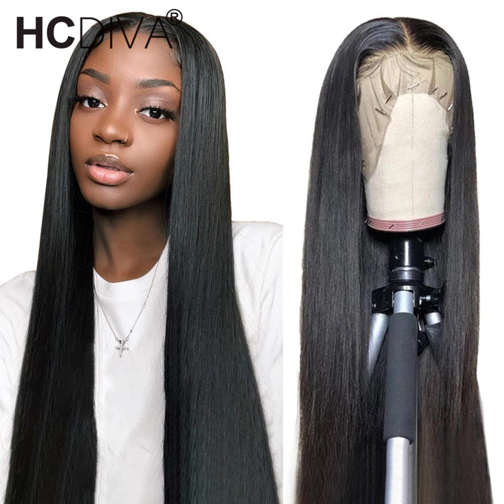 Straight Lace Front Human Hair Wig PrePlucked With Baby Hair 13x4 Lace Frontal Wig Brazilian Remy Human Hair Wig For Black Women
