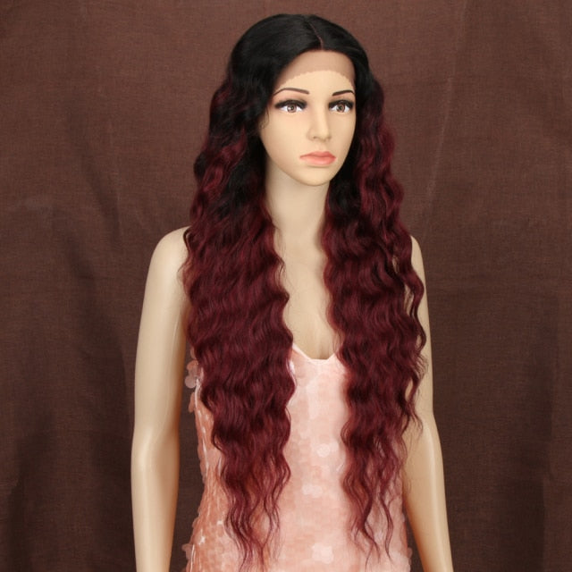 BELLA Synthetic Lace Front Wig Deep Wave Synthetic Lace Wigs Blonde Pink 12Color Available 30Inch Hair Wigs For Women Cosplay