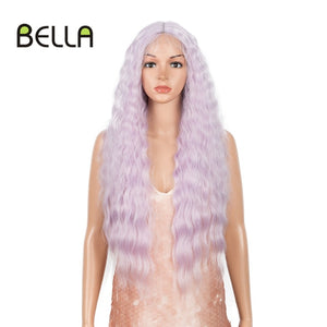 BELLA Synthetic Lace Front Wig Deep Wave Synthetic Lace Wigs Blonde Pink 12Color Available 30Inch Hair Wigs For Women Cosplay