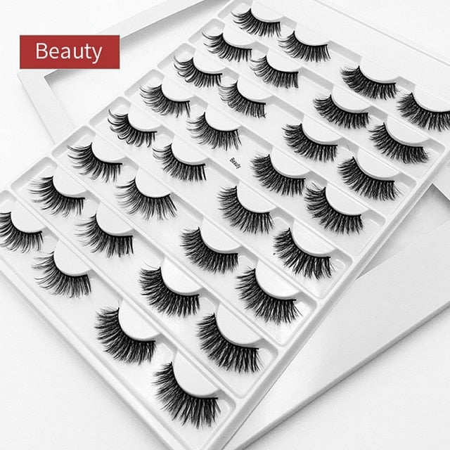 8/10/16 Pairs 3D Mink Lashes Pack in Bulk,Messy Fluffy Volume Long Faux Cils,Mixed Dramatic Natrual Mink Eyelashes Packaging