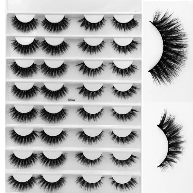 8/10/16 Pairs 3D Mink Lashes Pack in Bulk,Messy Fluffy Volume Long Faux Cils,Mixed Dramatic Natrual Mink Eyelashes Packaging