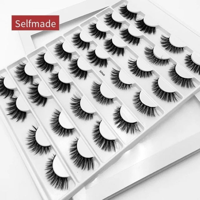 8/10/16 Pairs 3D Mink Lashes Pack in Bulk,Messy Fluffy Volume Long Faux Cils,Mixed Dramatic Natrual Mink Eyelashes Packaging