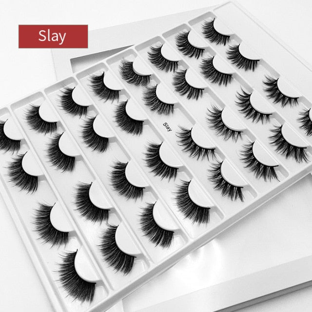 8/10/16 Pairs 3D Mink Lashes Pack in Bulk,Messy Fluffy Volume Long Faux Cils,Mixed Dramatic Natrual Mink Eyelashes Packaging