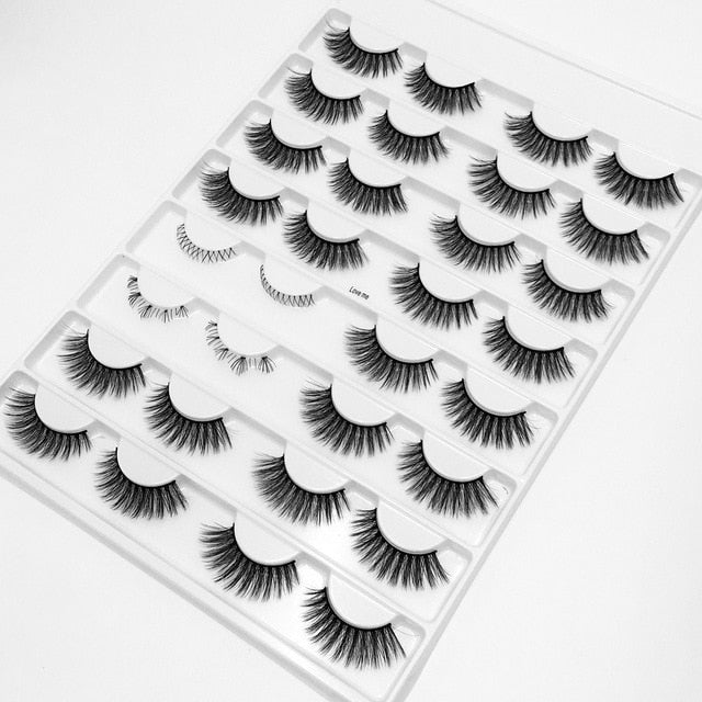 8/10/16 Pairs 3D Mink Lashes Pack in Bulk,Messy Fluffy Volume Long Faux Cils,Mixed Dramatic Natrual Mink Eyelashes Packaging