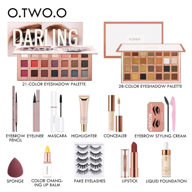 O.TWO.O 11pcs/set Full Makeup Kit Include Eye Shadow Blusher Concealer Contour Highlight Mascara Eyebrow Eyeliner Loose Powder
