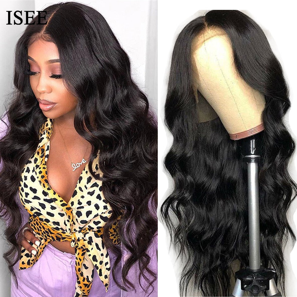 ISEE HAIR Peruvian Body Wave Lace Front Wig 4x4 Body Wave Lace Closure Wigs For Women Human Hair Wigs 13x4x1 HD Lace Frontal Wig