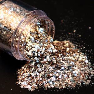 1 Bottle Rose Gold Silver Mix Nail Art Glitter Sequins DIY Sparkly Paillette Tips Charm Pigment Flakes Gel Nail Decorations 10ml