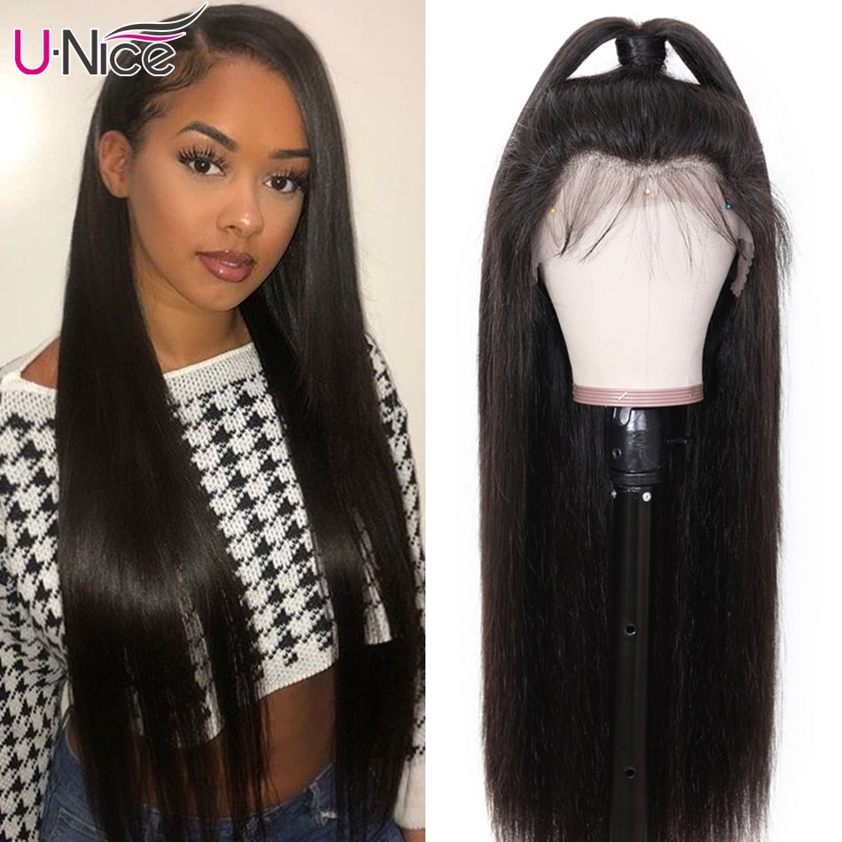 Unice Hair Bone Straight Hair 5x5 HD Lace Closure Wig 13x4 Brazilian Straight Glueless Lace Front Human Hair Wigs With Baby Hair