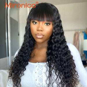 MIRONICA Malaysian Kinky Curly Human Hair Wigs With Bangs 99j #4 T1b/30 Ombre Full Machine Made Human Hair Wigs For Black Woman